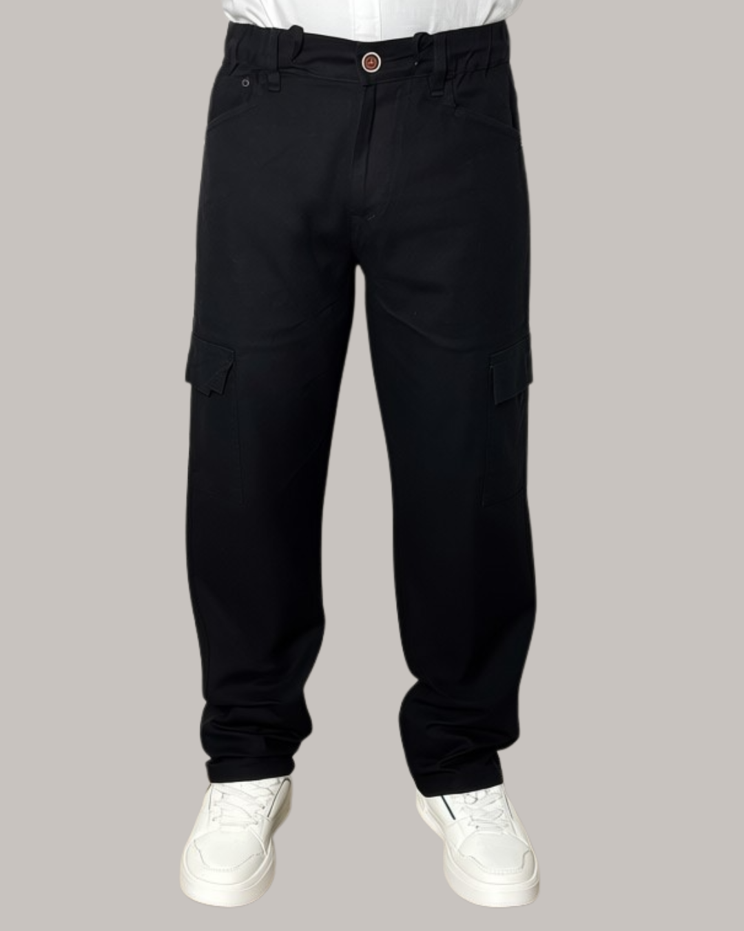 Midnight Black Linen Cargo Pants