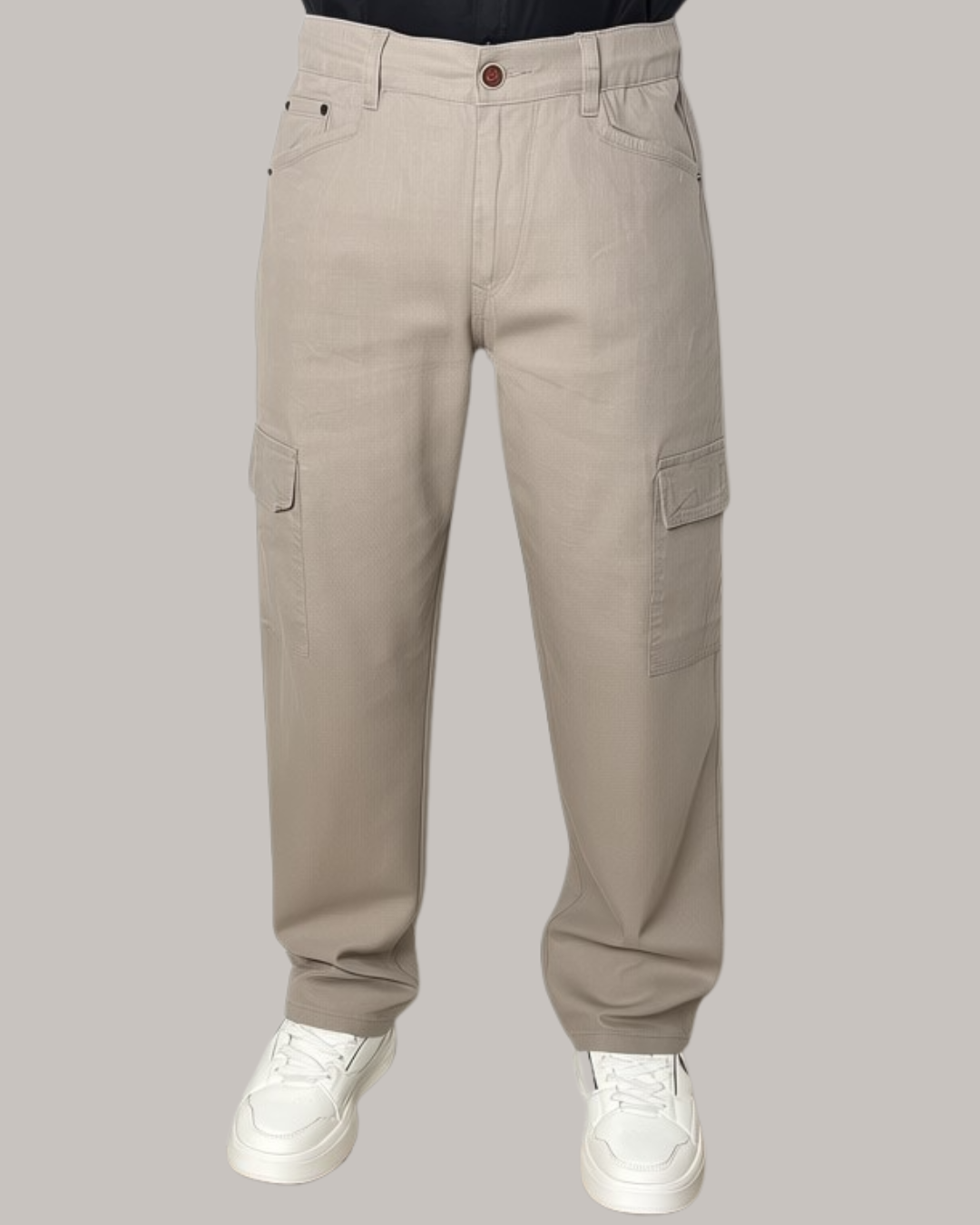 Light Beige Linen Cargo Pants