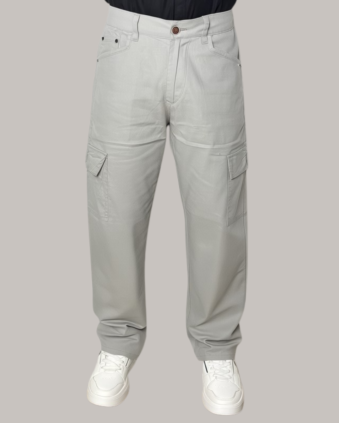 Grey Linen Cargo Pants