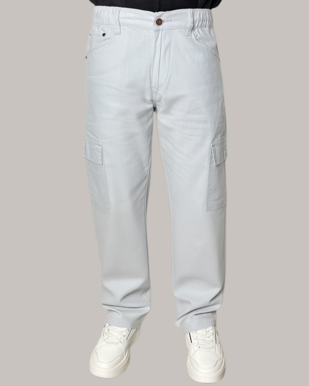 Ice Blue Linen Cargo Pants