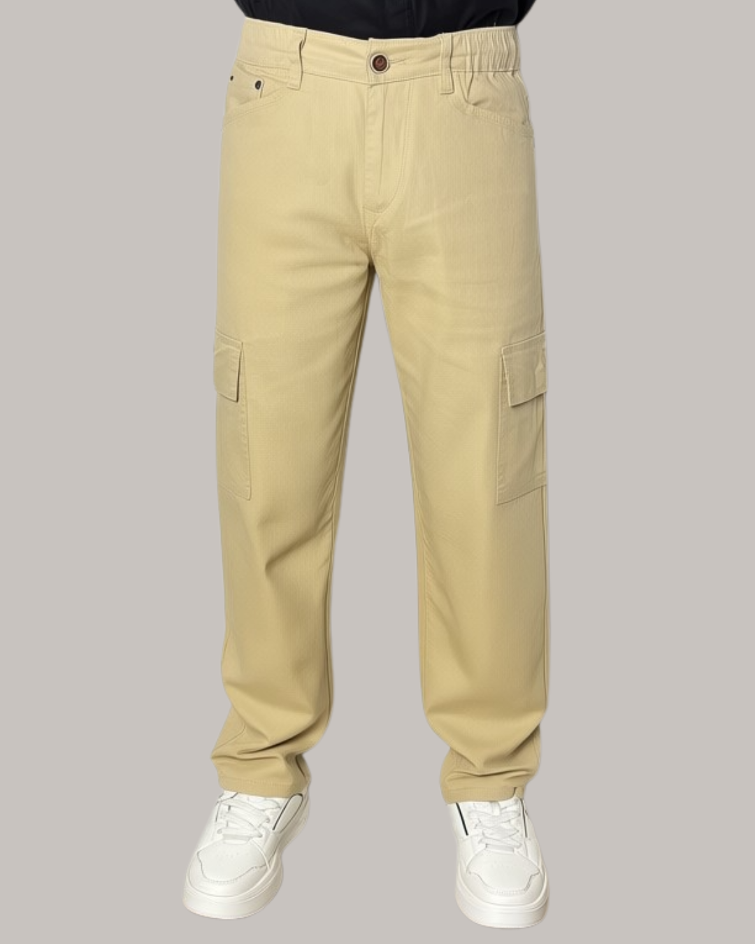 Khaki Linen Cargo Pants