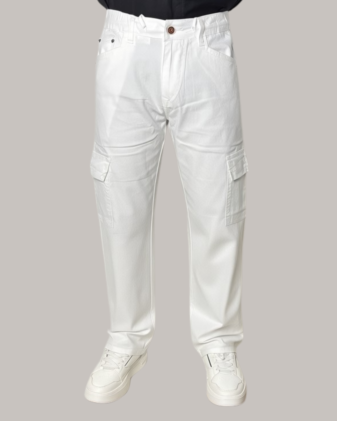 White Linen Cargo Pants