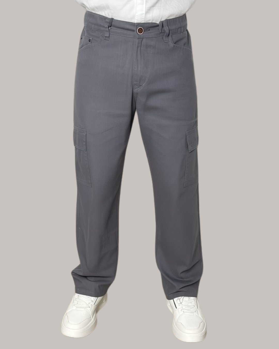 Grey Linen Cargo Pants