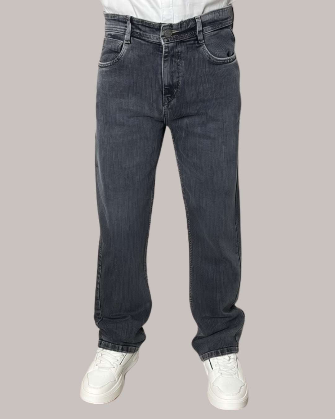 Grey Straight Fit Denim